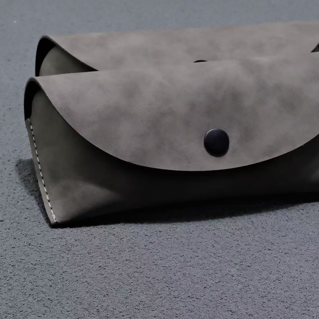 Leather Snap Closure Eyewear Pouch Case Bowlift