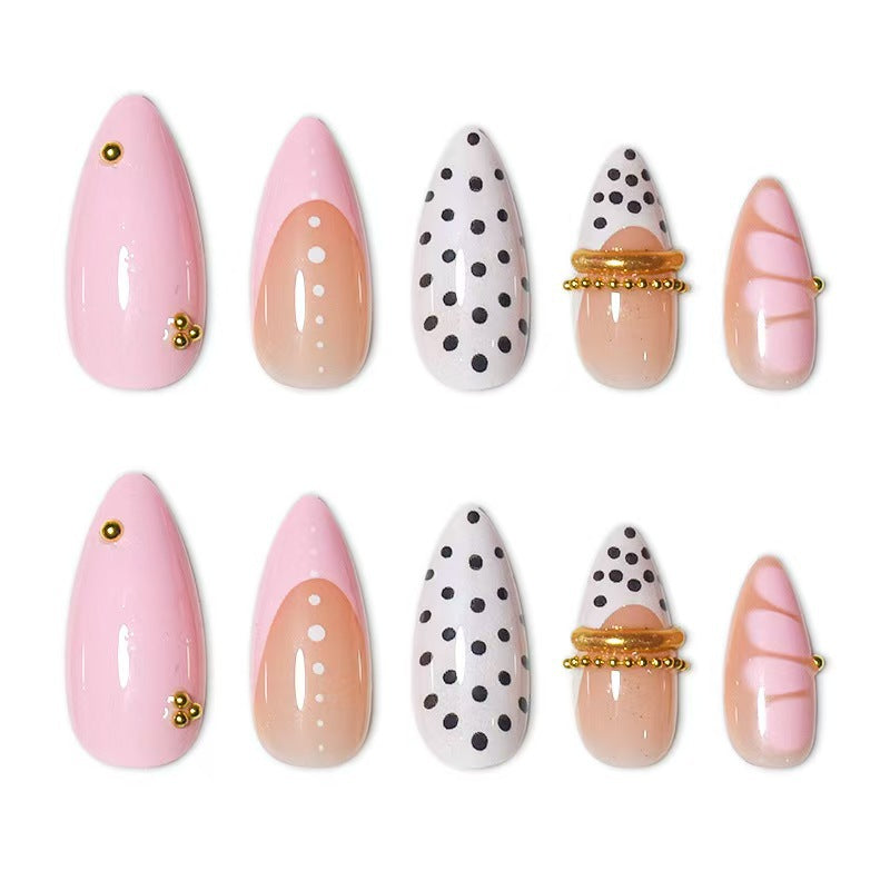 Artistic Polka Dot Press-On Nail Set Bowlift