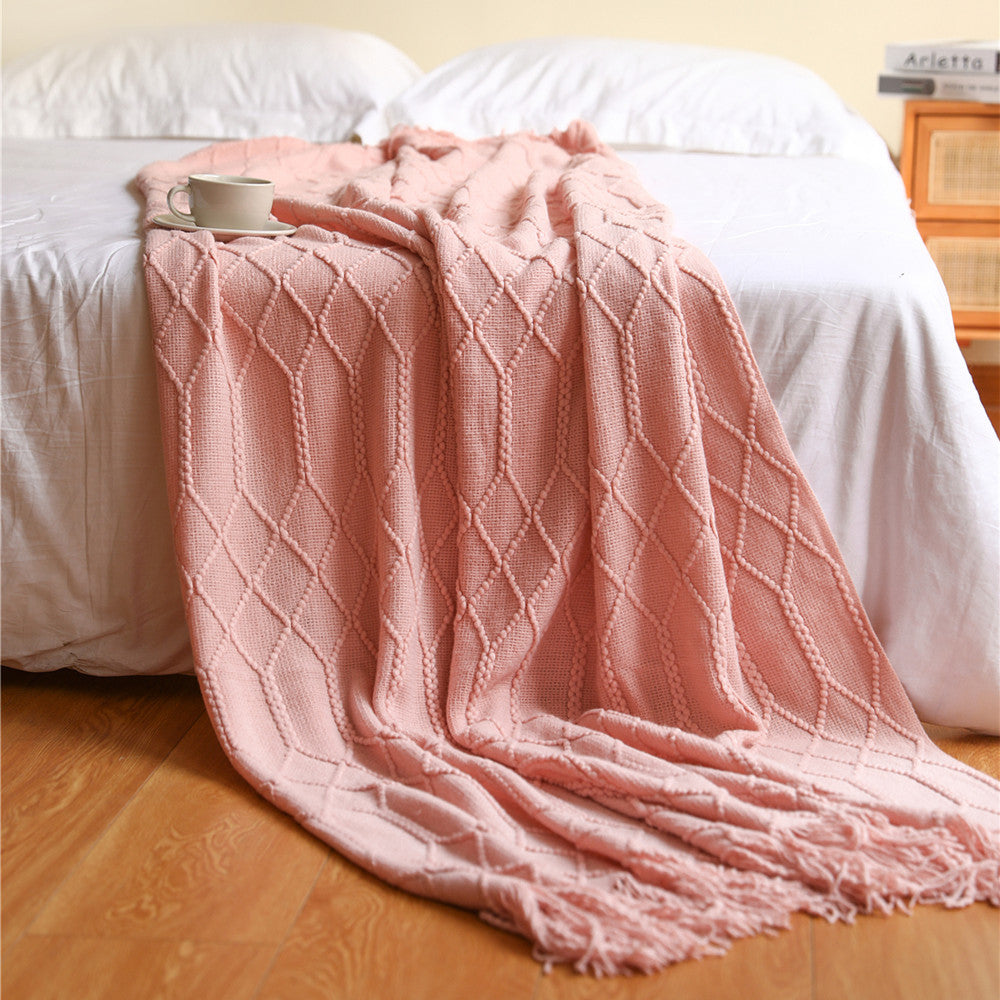 Luxurious Woven Textured Throw Blanket Bowlift