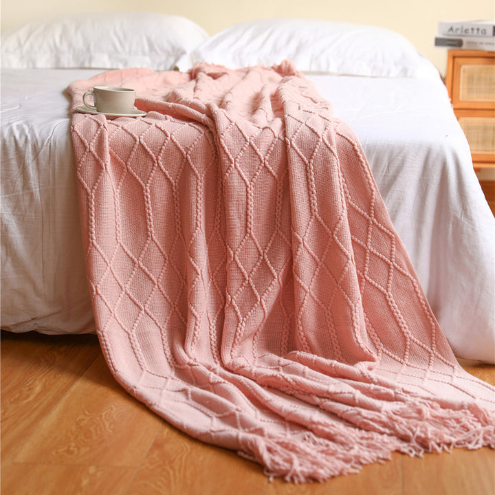 Luxurious Woven Textured Throw Blanket Bowlift