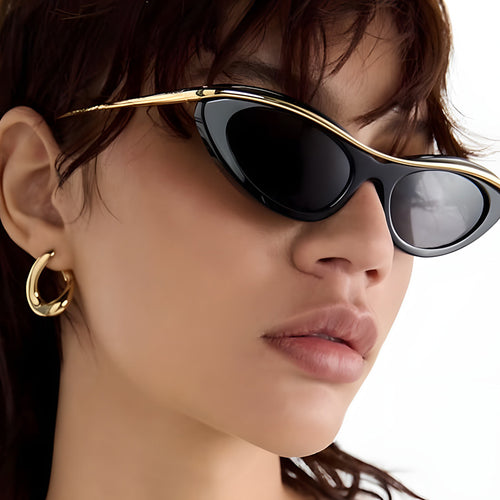 Women's Cat-Eye Sunglasses with Elegant Metal Frame Bowlift