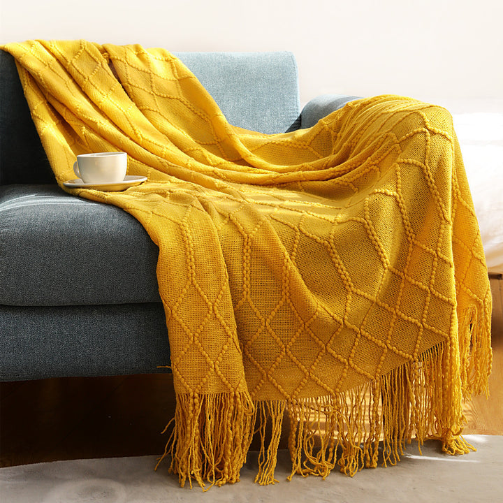 Luxurious Woven Textured Throw Blanket Bowlift