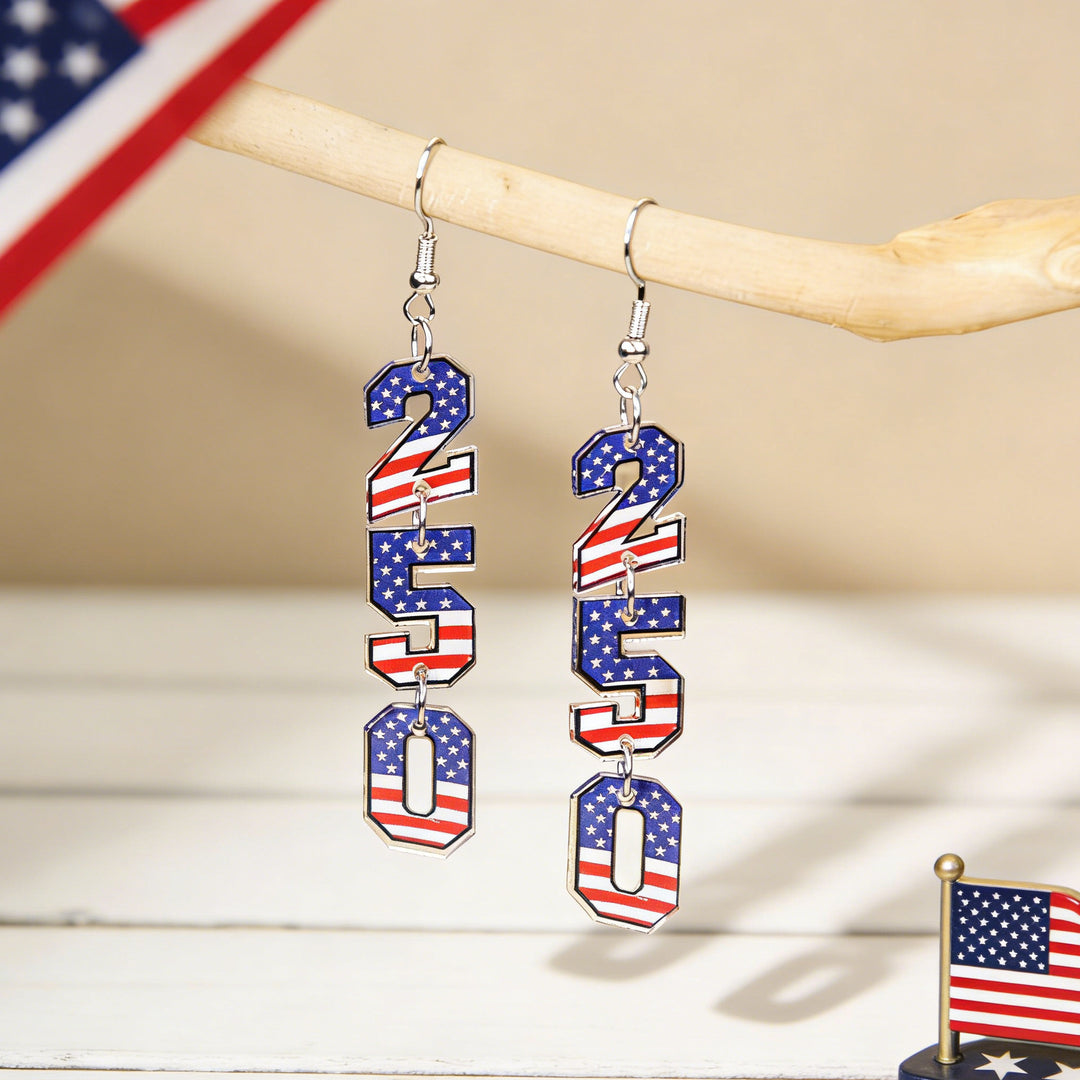Ladies nan statement earrings with bow shape and American flag pendant Bowlift