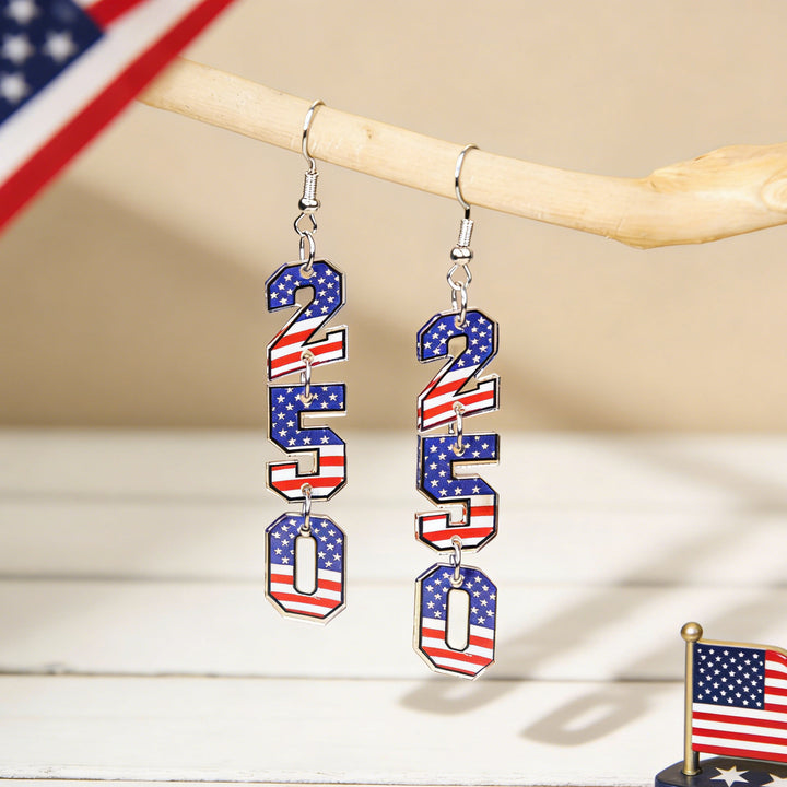 Ladies nan statement earrings with bow shape and American flag pendant Bowlift