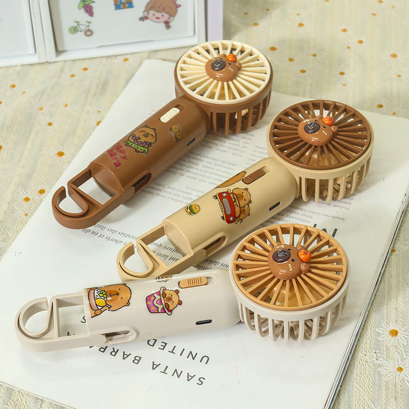 Portable hand fan with cute bear design and LED lighting Bowlift