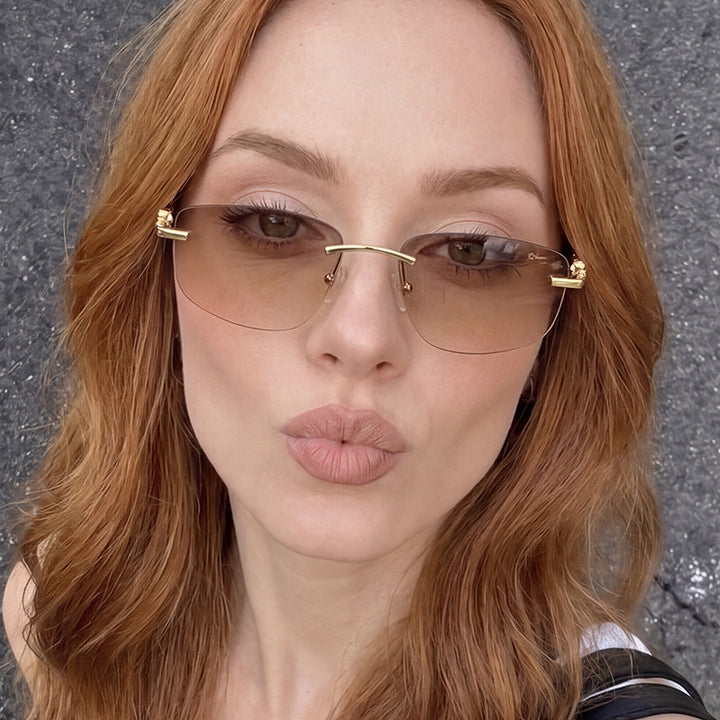 Ladies elegant semi-rimless glasses with luxurious metal frame and transparent lenses Bowlift