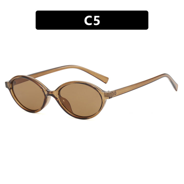 Women's fashionable oval sunglasses with curved frame and UV protection Bowlift