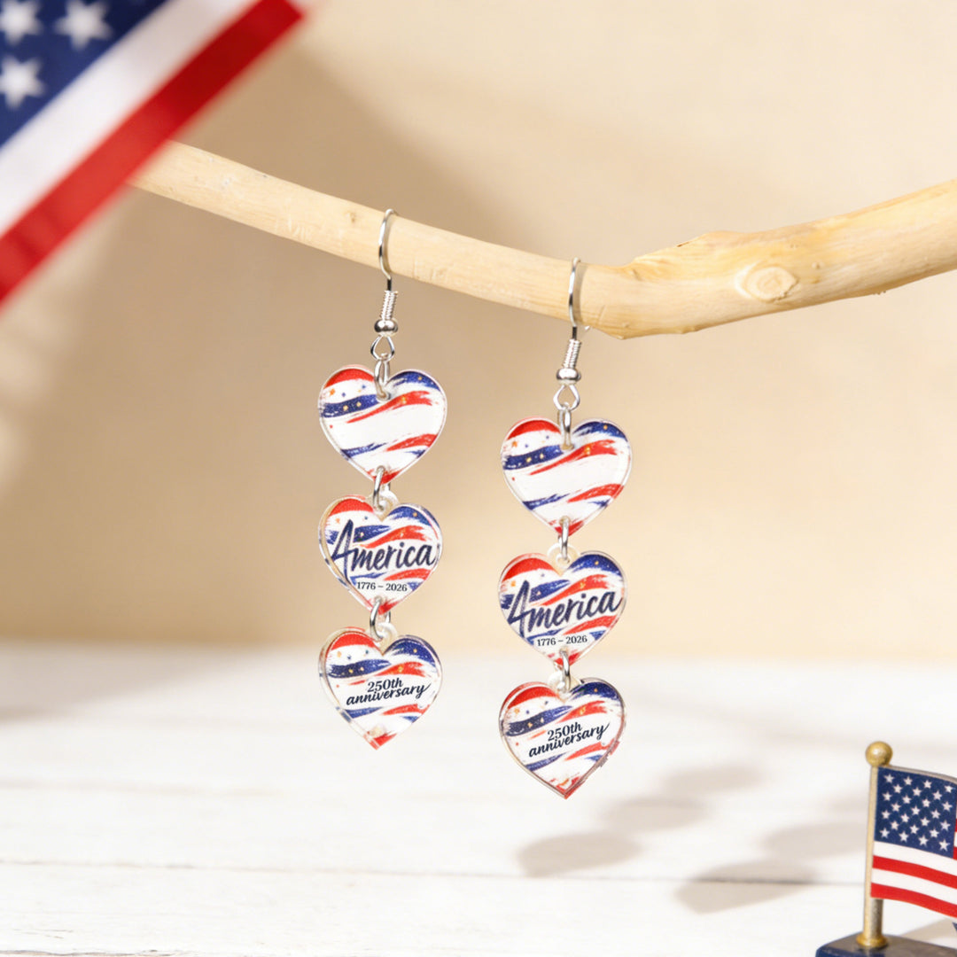 Ladies nan statement earrings with bow shape and American flag pendant Bowlift