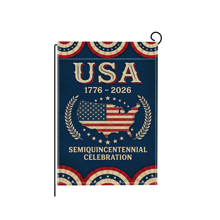 Distressed Vintage American Flag Garden Banner With Statue Of Liberty Motif Double-Sided Polyester