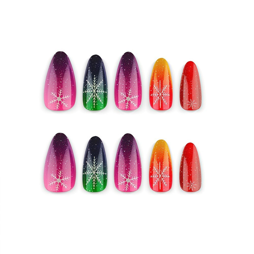 Artificial nails with snowflake motif in glitter finish Bowlift