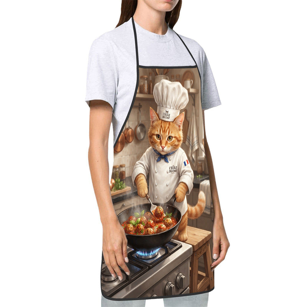 Dog Lover Full-Coverage Kitchen Apron With Adjustable Neck Strap And Waterproof Polyester Shell