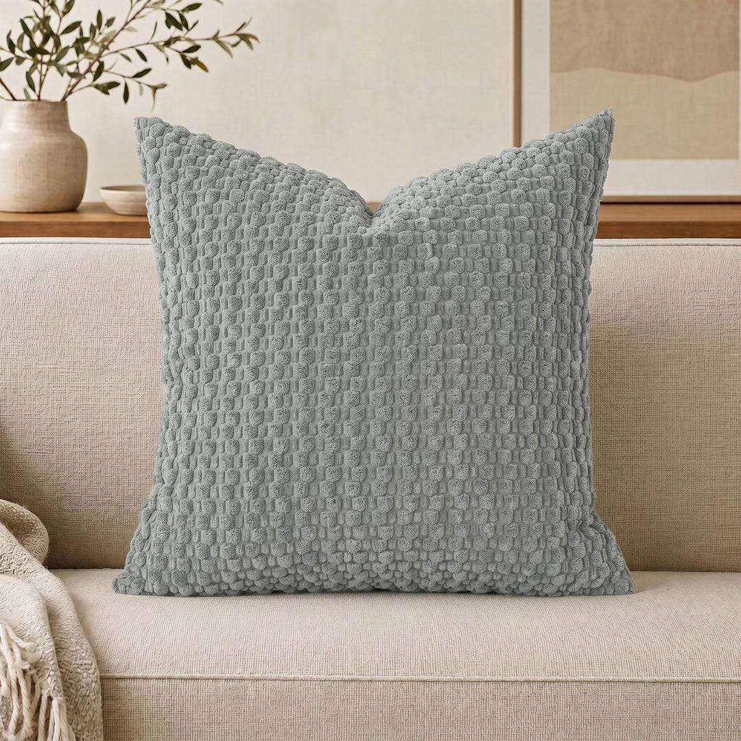 Textured chenille waffle throw pillow with plush insert Bowlift