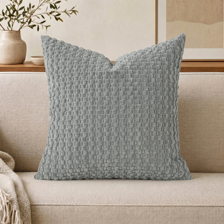 Textured chenille waffle throw pillow with plush insert Bowlift