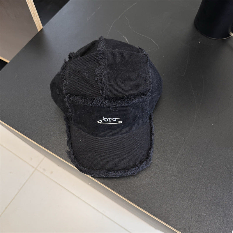Men's Distressed Denim Snapback Cap Bowlift