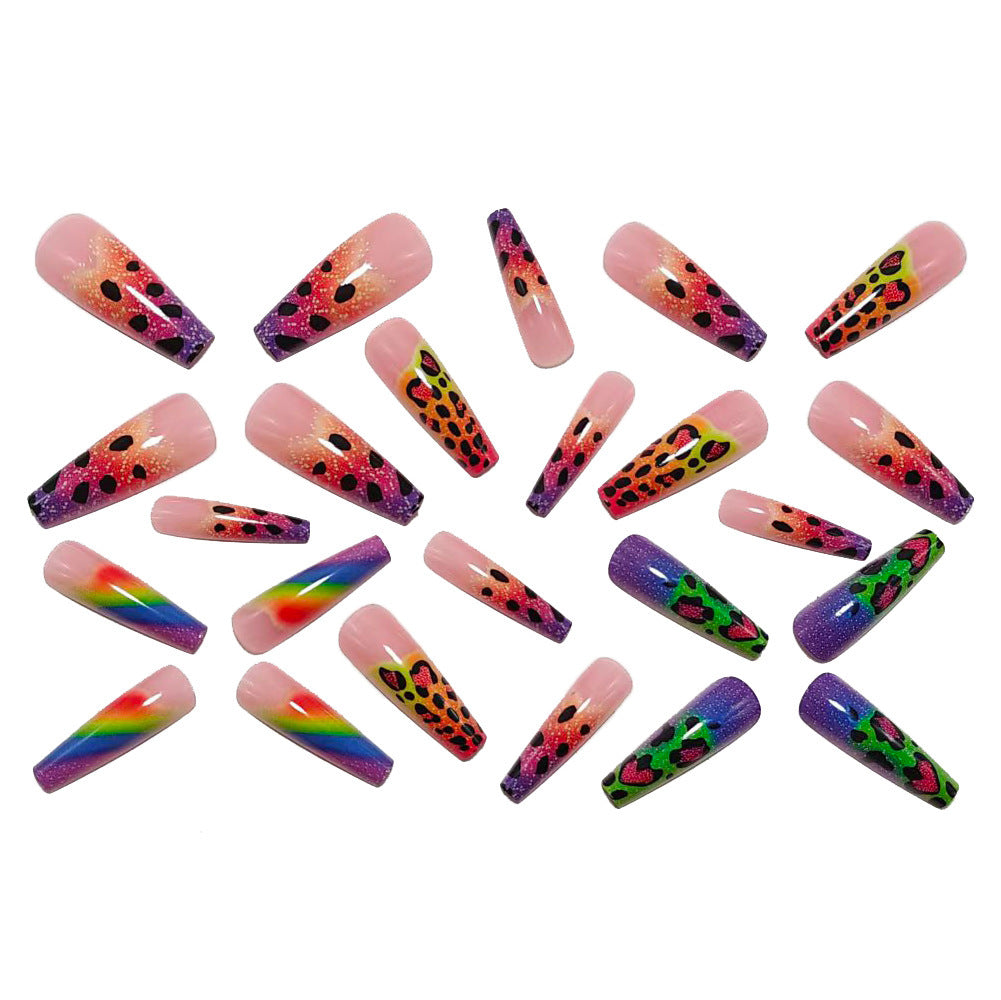 Creative leopard and heart design artificial nails Bowlift