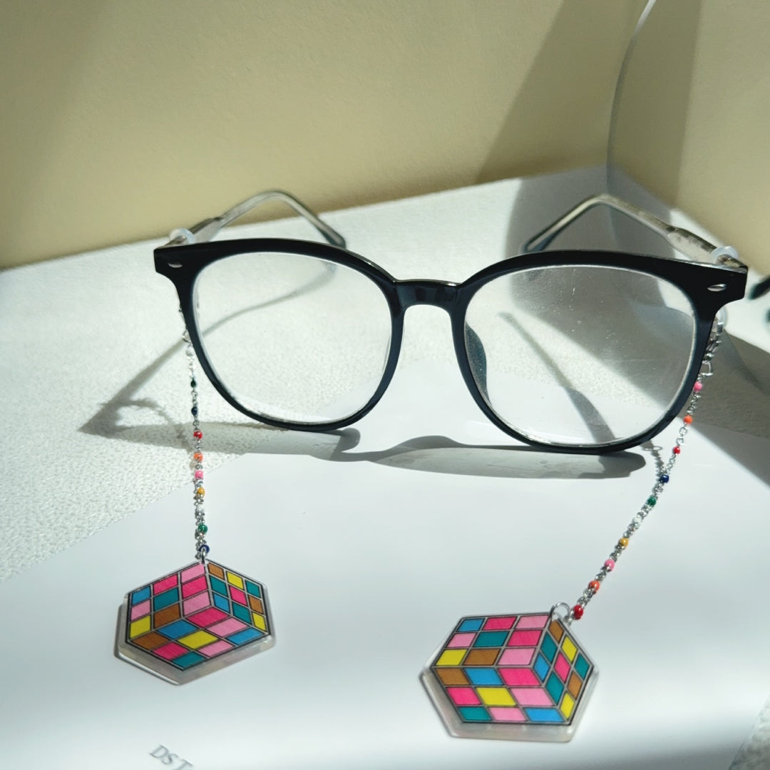 Colorful Rubik's Cube Dangle Earrings Bowlift