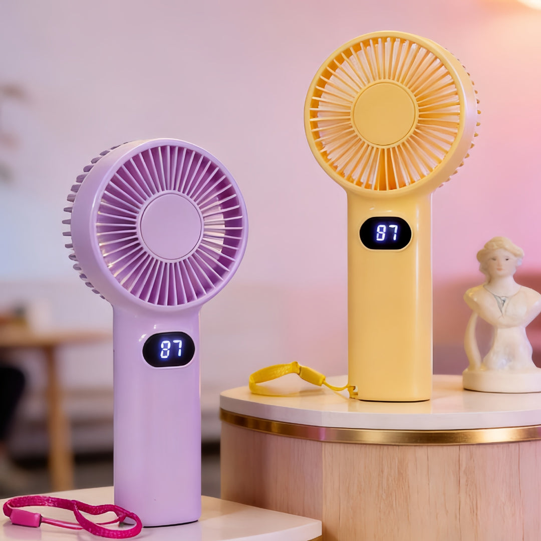 Portable handheld fan with digital temperature display Bowlift