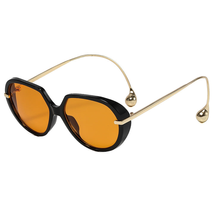 Women's Cat-Eye Sunglasses with Golden Accents and Stylish Frame Bowlift