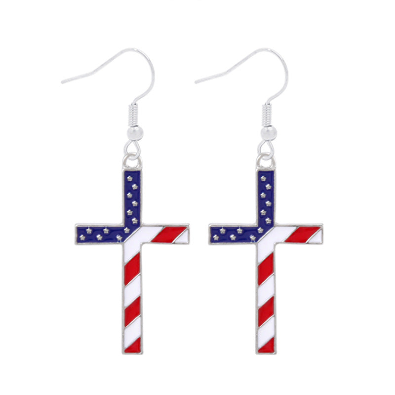 Women's lightweight star earrings with enamel flag design and fishhook Bowlift