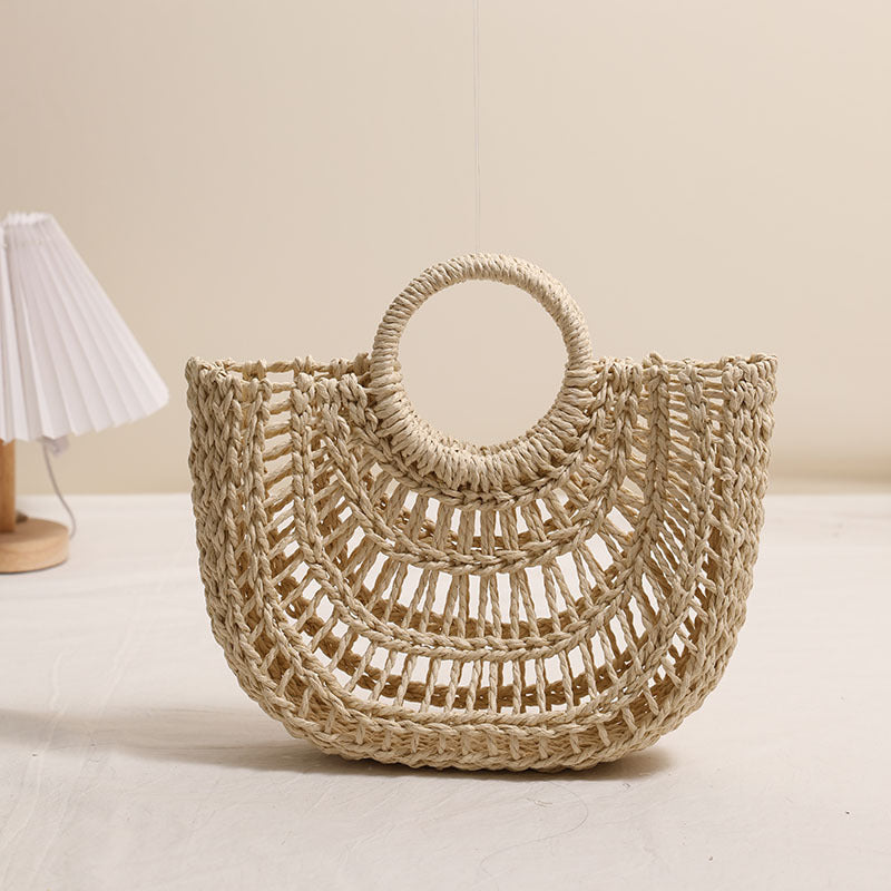Handcrafted basket bag with stylish ring handle Bowlift