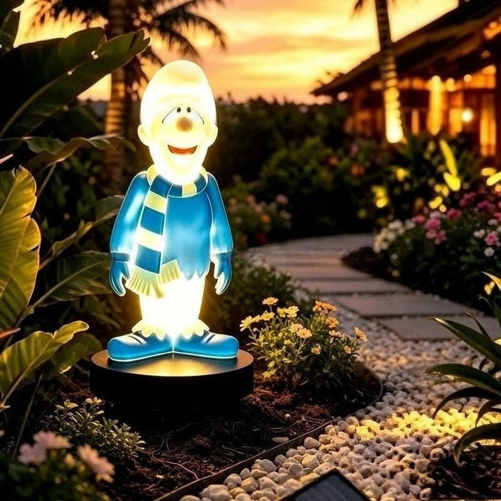 Solar-Powered Cartoon Flame Character Garden Stake Light With Acrylic Diffuser And Adjustable Ground Spike Bowlift