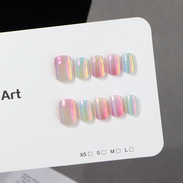 Iridescent Press-On Nail Art Set Bowlift