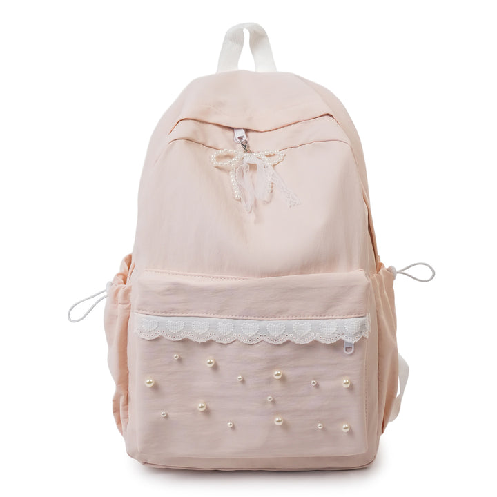 Decorative Pearl-Embellished Backpack Bowlift