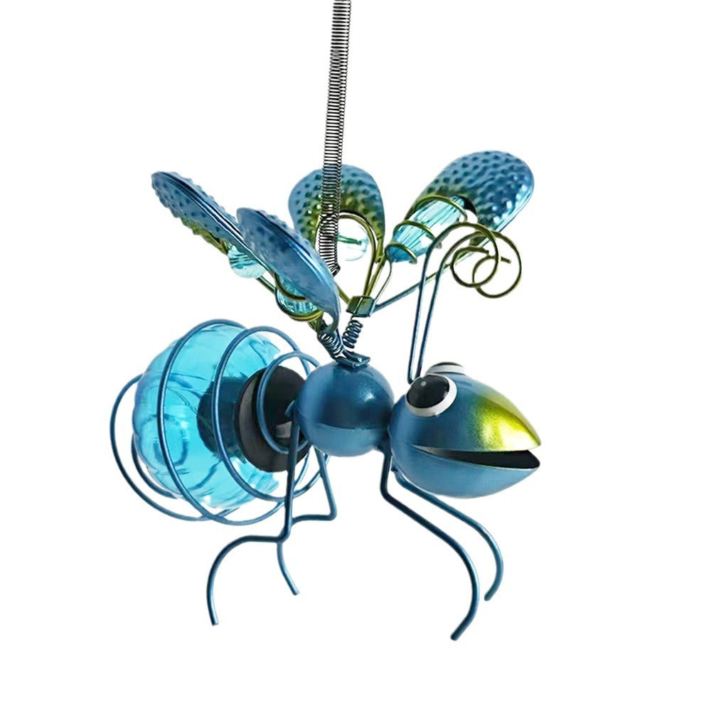Whimsical Hanging Glass Bee Solar Garden Lantern Ornament Bowlift