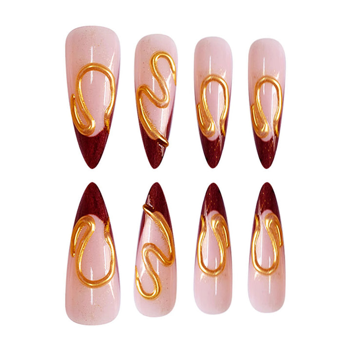 Elegant Stiletto Press-On Nail Art Bowlift