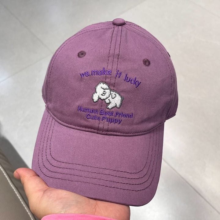 Men's Casual Embroidered Puppy Design Baseball Cap Bowlift
