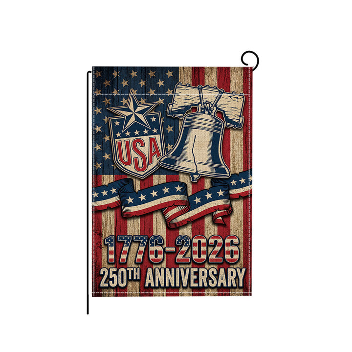 Distressed Vintage American Flag Garden Banner With Statue Of Liberty Motif Double-Sided Polyester