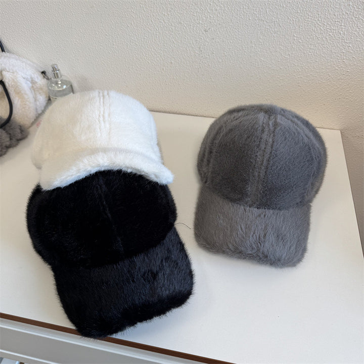 Unisex Plush Faux Fur Baseball Cap Bowlift