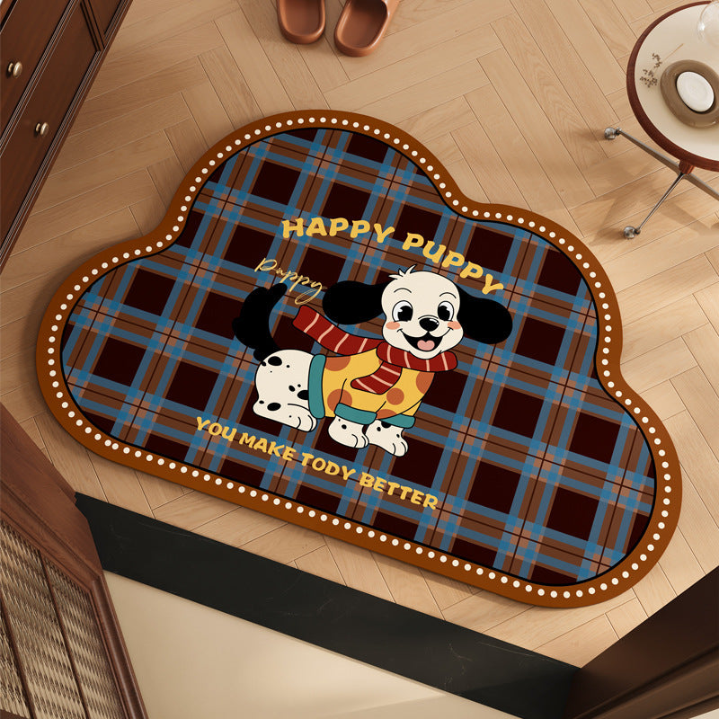 Playful Puppy Themed Bath Mat Bowlift