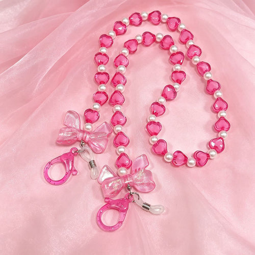 Heart-shaped Beaded Eyewear Chain Bowlift