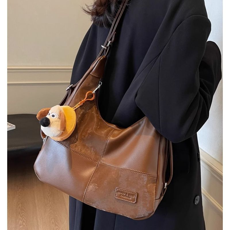 Casual Leather Hobo Bag Bowlift
