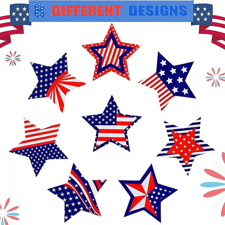 Unisex nano sticker set with patriotic star motifs in roll format, removable and versatile Bowlift