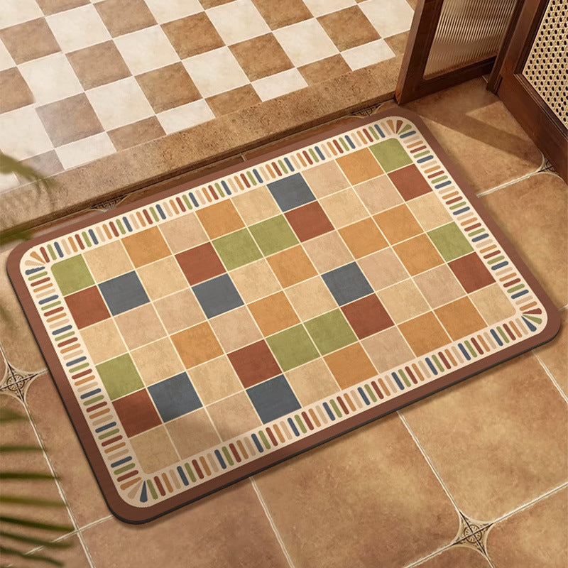Colorful Patchwork Design Floor Mat Bowlift