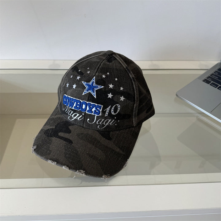 Men's Distressed Camouflage Graphic Baseball Cap Bowlift