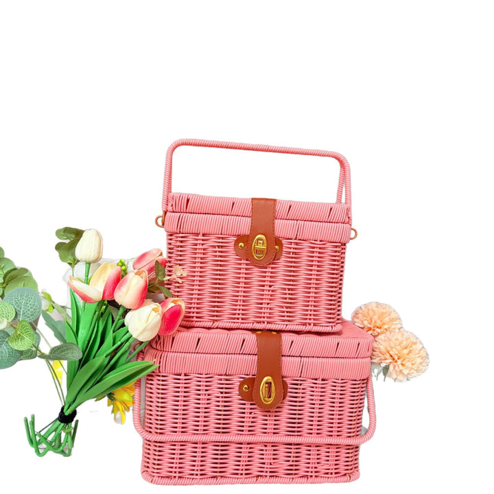 Women's Handcrafted Rattan Picnic Basket Bowlift