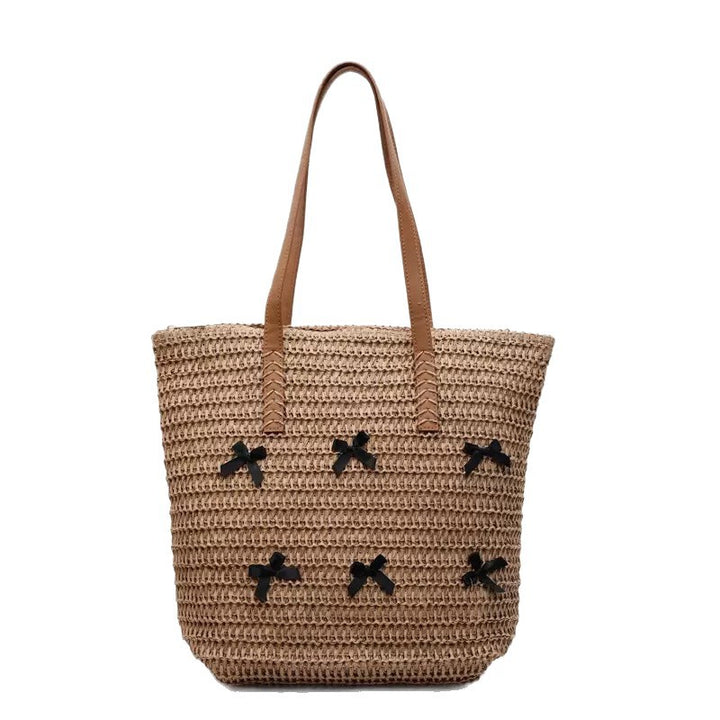 Trendy large beach bag with original bow appliqués Bowlift