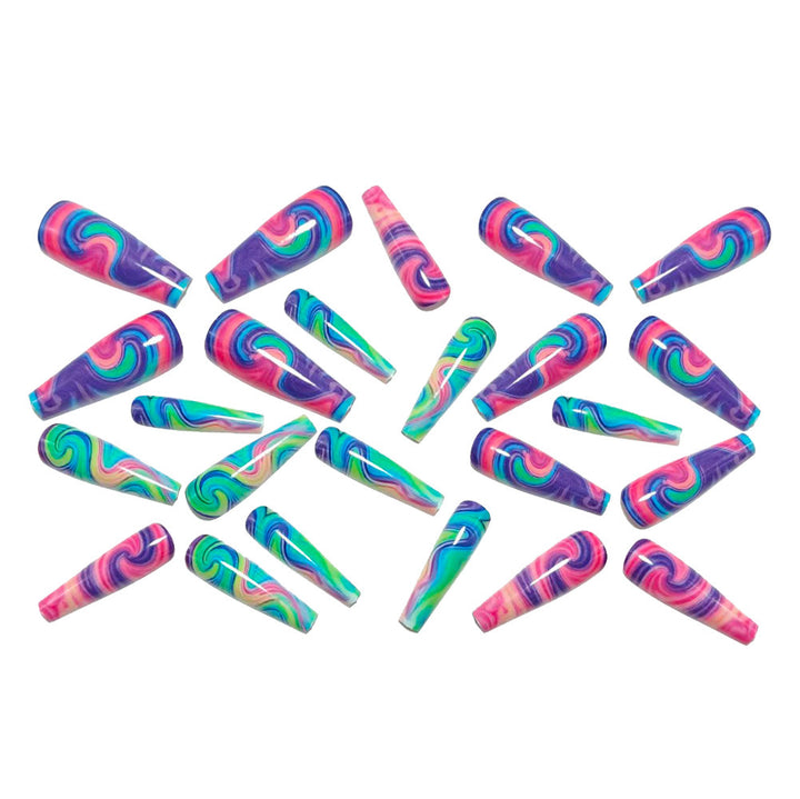 Artificial nails with colorful spiral patterns Bowlift