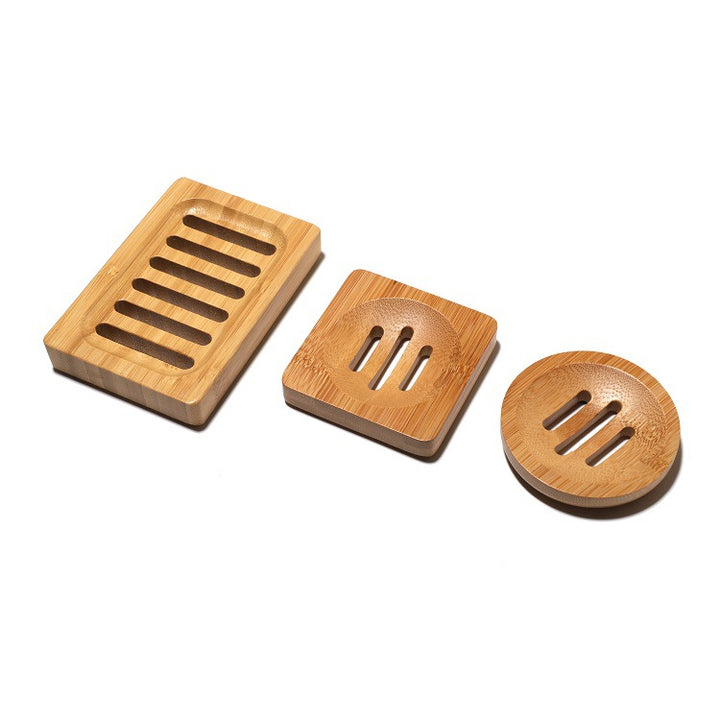 Bamboo soap dish with raised drainage grooves Bowlift