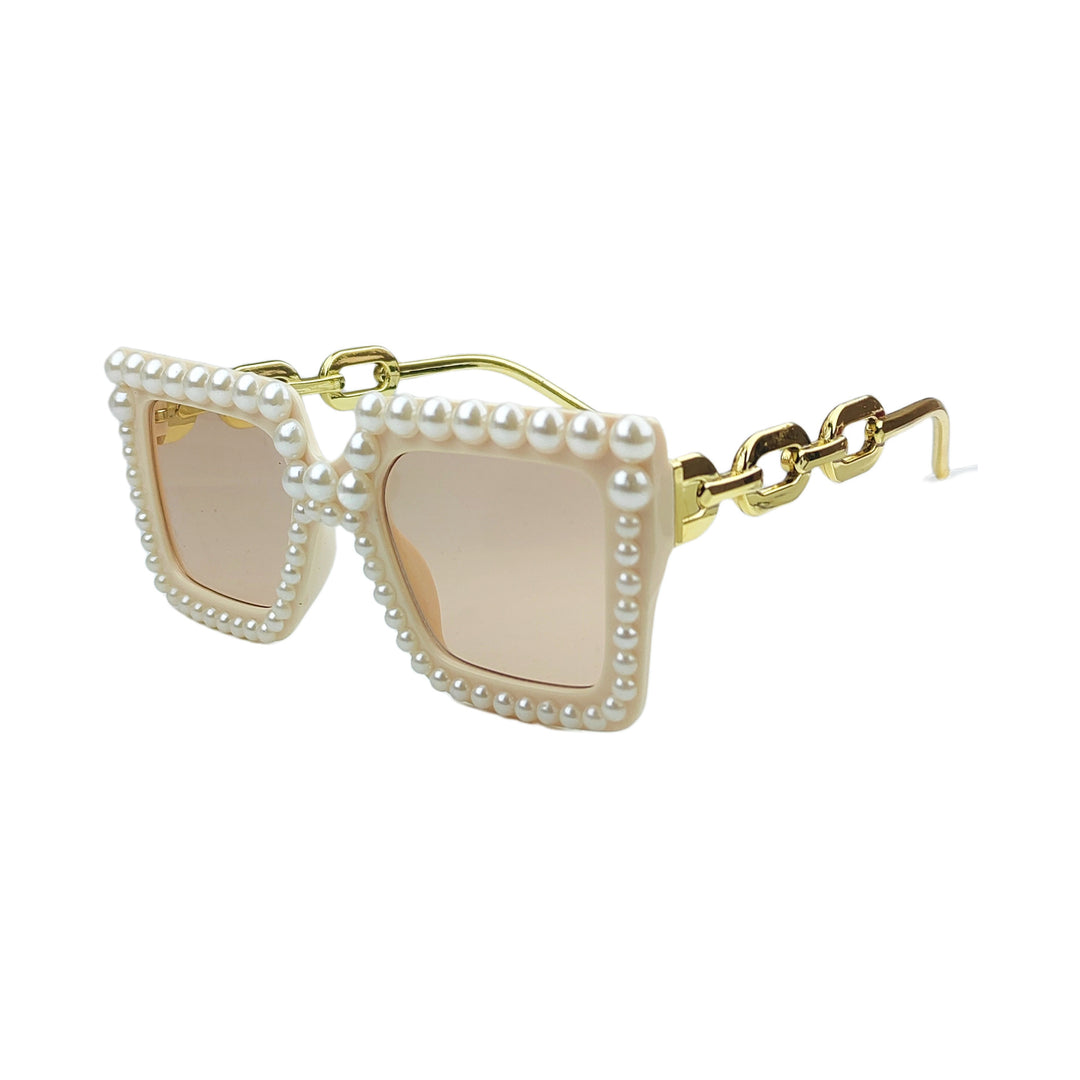 Women's Fashion Square Sunglasses with Chain Decoration Bowlift
