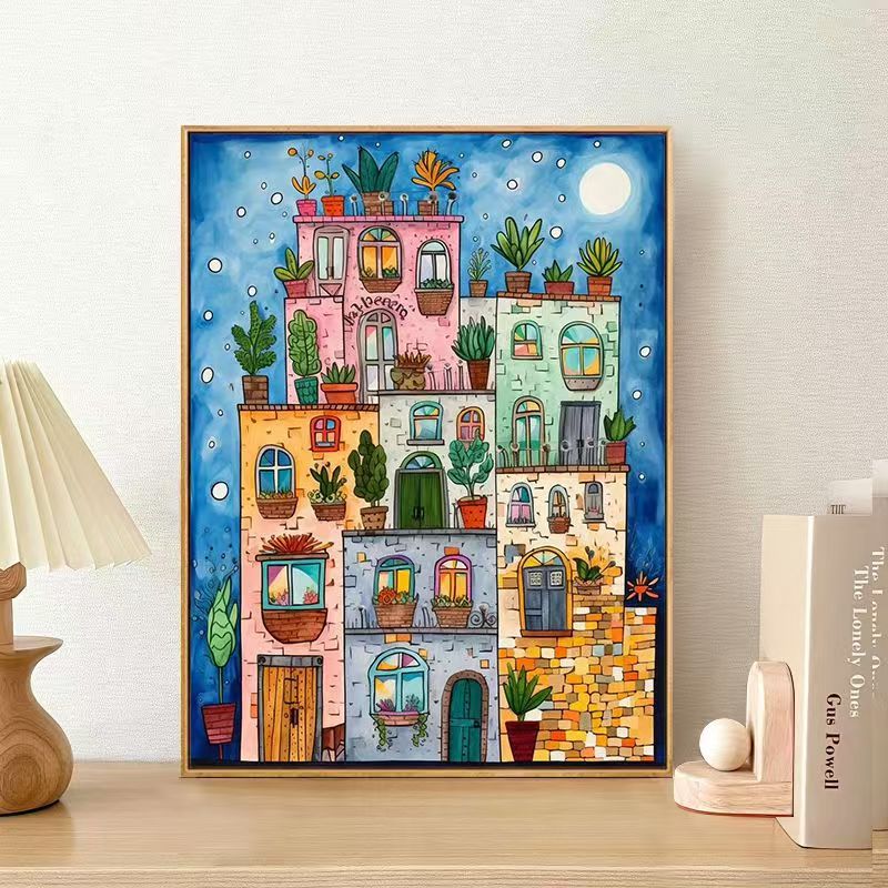 Whimsical Urban Landscape Canvas Art Print Bowlift