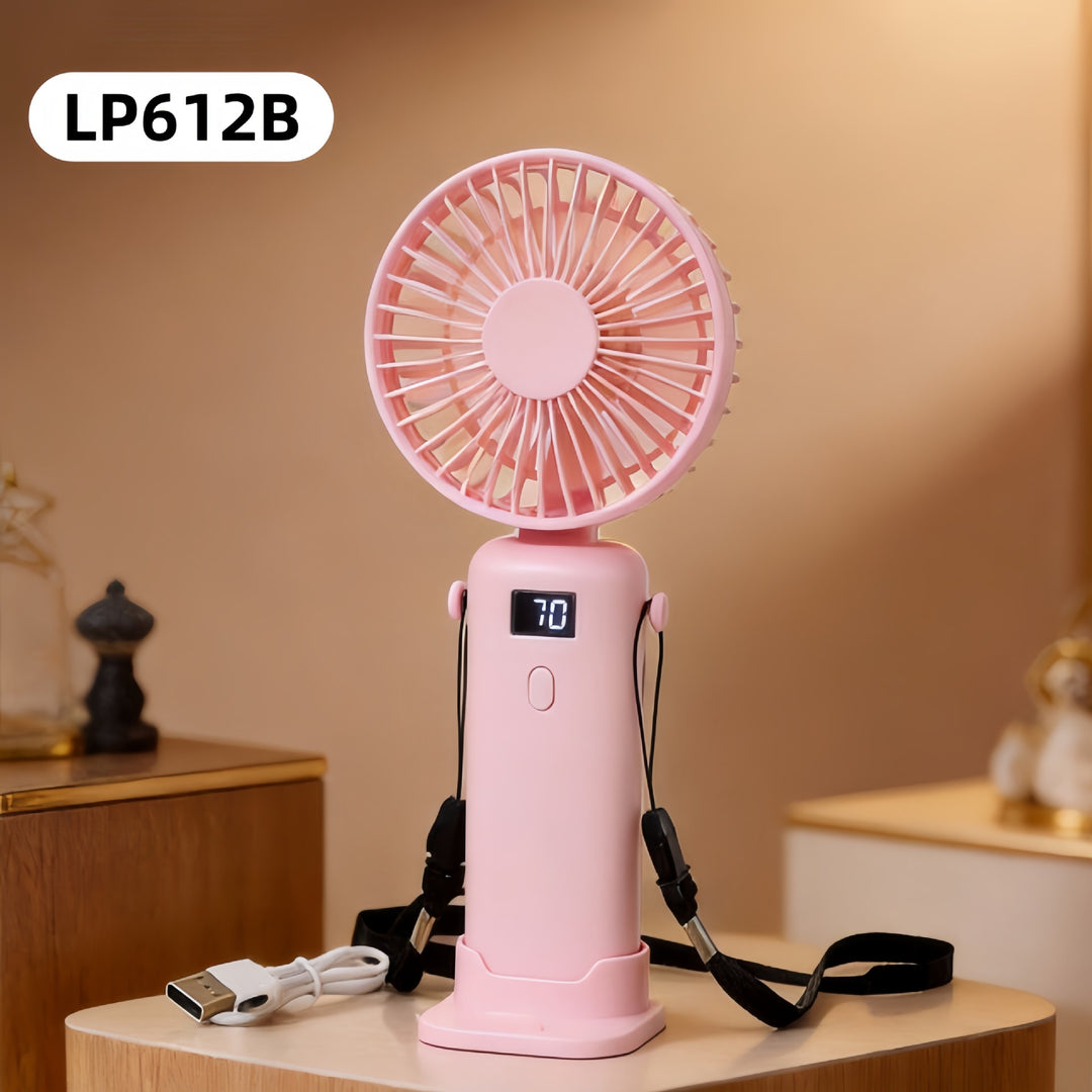 Ladies portable mini fan with digital speed display and USB connection Bowlift
