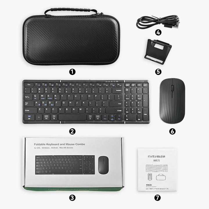 Portable Wireless Keyboard and Mouse Set Bowlift