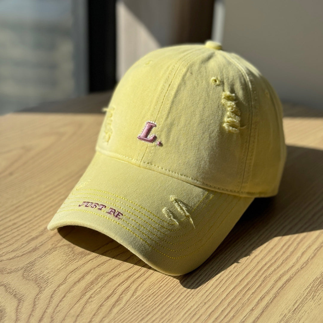 Women's Distressed Cotton Baseball Cap Bowlift