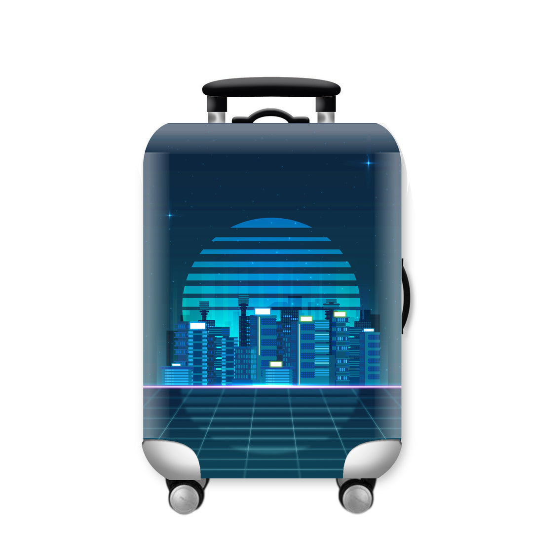 Unisex Hard Shell Travel Suitcase with Urban Skyline Design Bowlift