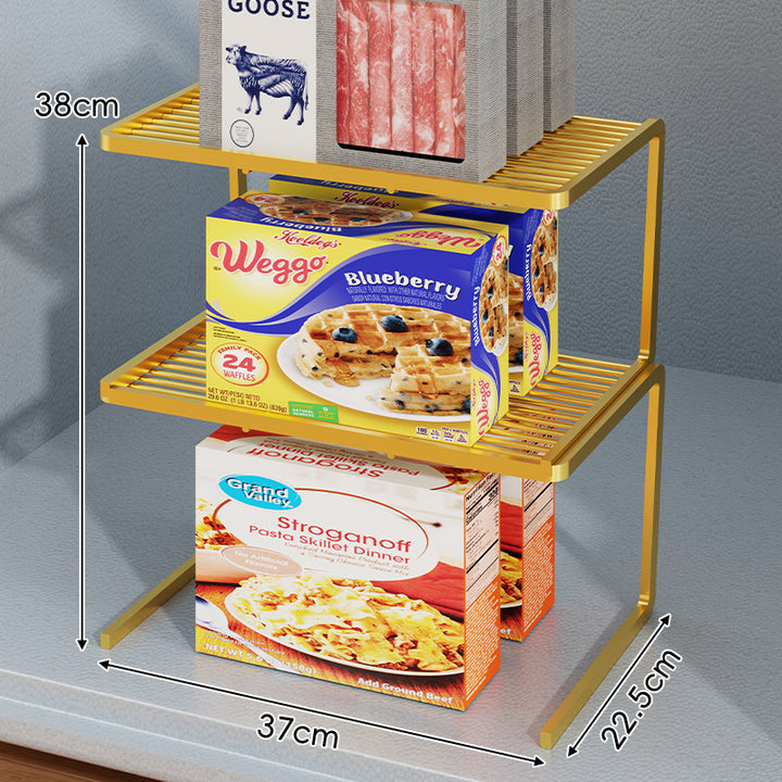 Compact Three Tier Slatted Metal Countertop Pantry Organizer