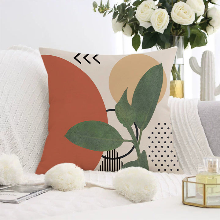 Decorative square pillow cover with abstract line drawing and cotton-linen mix Bowlift